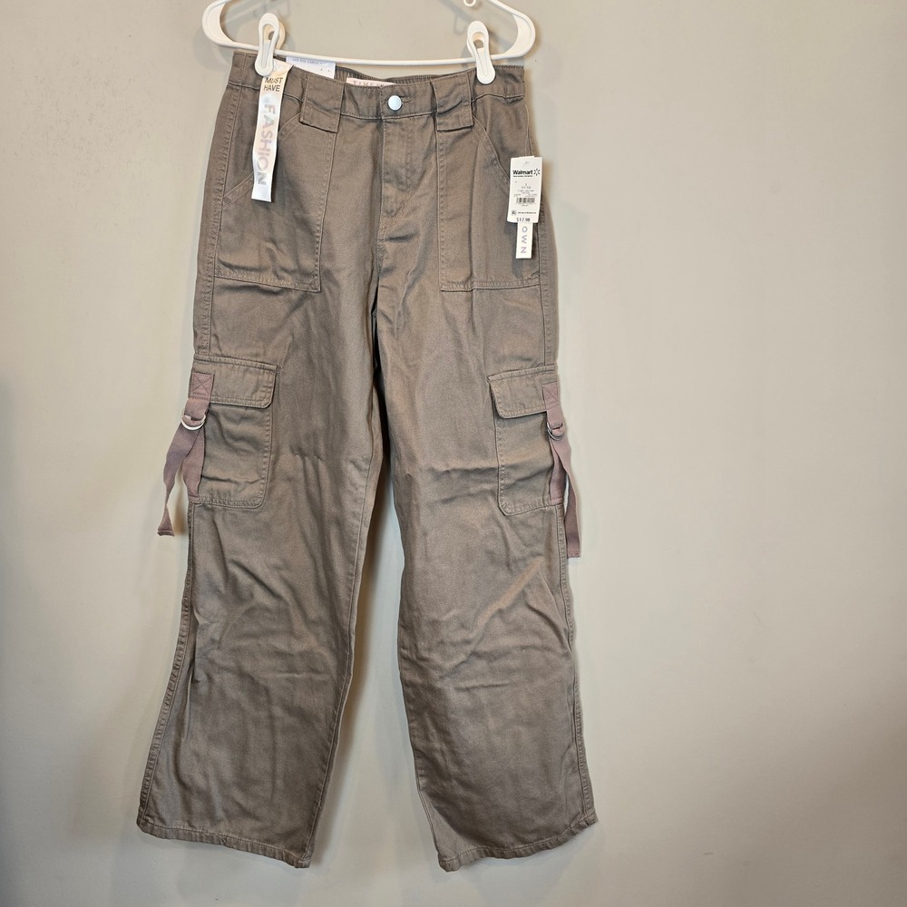 Tinseltown Cargo Pant Womens Large Tan NWT Mid Rise Wide Leg